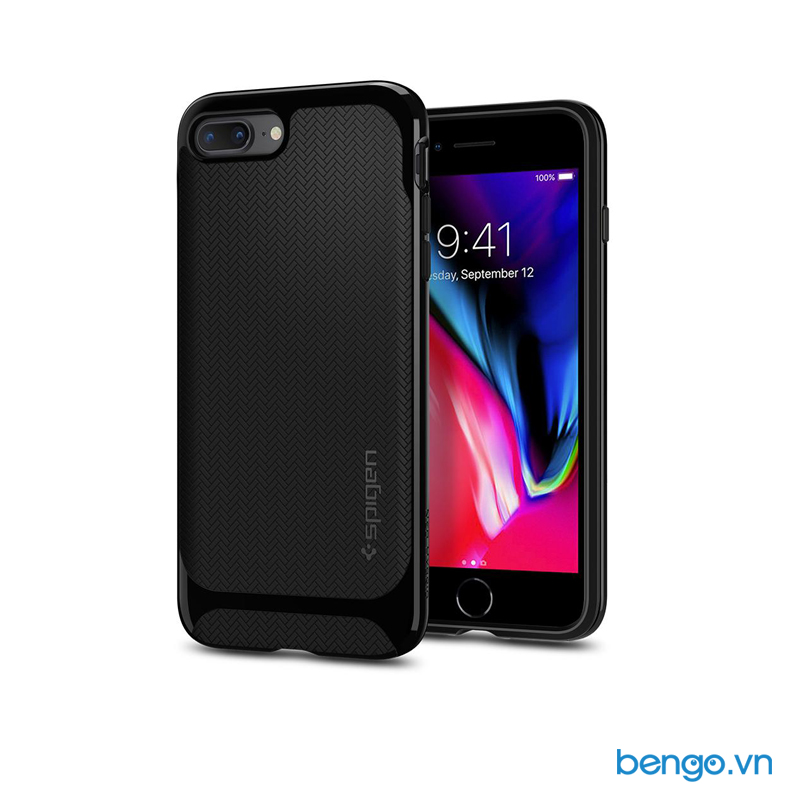 Ốp lưng iPhone 8/7 Plus Spigen Neo Hybrid Herringbone – Shiny Black